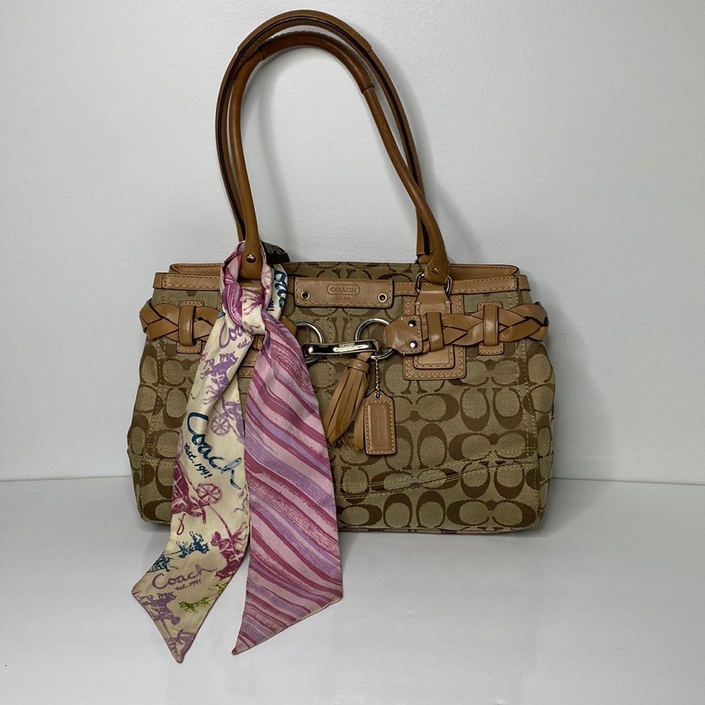 Authentic coach bag with silk scarf